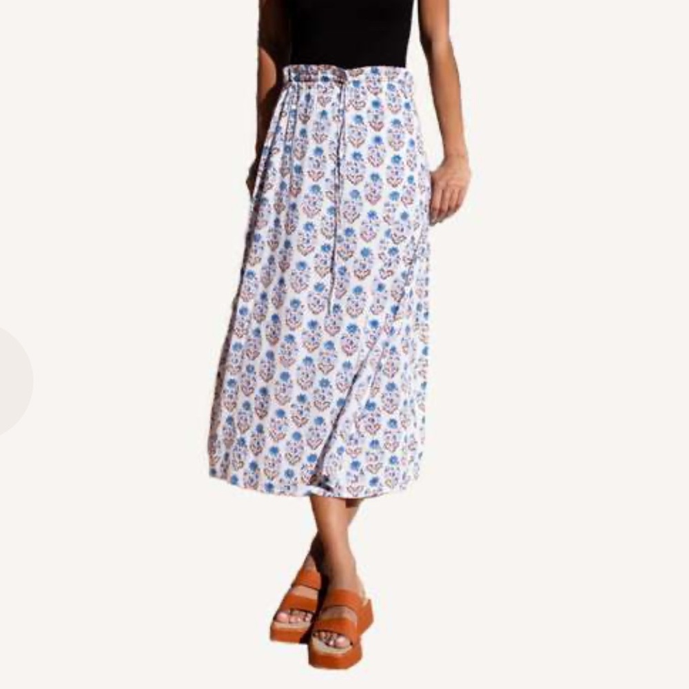 Emerson Fry Blue and White Floral Maxi Skirt